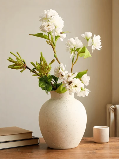 1 Stück Vintage Keramikvase, rustikale retro runde handgefertigte dekorative Vasen Vasa, geeignet für Zuhause Zusammenkünfte, Dekoration für Wohnzimmer, Kirche, Büro, Eingangsbereich, Dekor Blumenvasen Glasvase