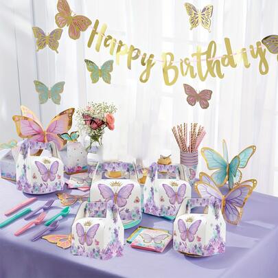 8pcs, Butterfly Party Favor Box, Butterfly Candy Boxes Gable Boxes For Princess Party Gift Boxes, Birthday Party Favor Box Wedding Decorations For Reception