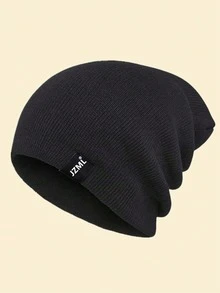 1pc Unisex Letter Embroidered Knit Beanie Hat, Autumn/Winter Accessory - JZML Beanie - View 2