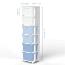 Schubladenschrank 5/6 Schubladen Kunststoff Kommode Aufbewahrung Blau - Blau - Übersicht 11