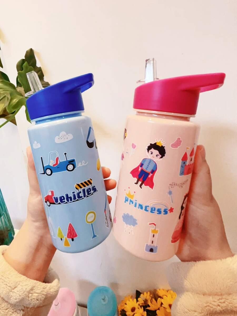 500毫升美人鱼公主可爱水瓶，适合儿童、学生，是送给男孩女孩的最佳礼物，带吸管，适合户外、学校、运动、毕业典礼等场合，便携式主题水杯 - 彩色 - 查看 1