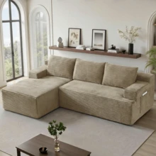 96''Sectional Couches For Living Room,Modern Modular Sectional Sofa,Upholstered Boneless Couch With Pockets,Comfy Cloud Couch With L Shaped Chaise (Camel, 96''W Left Facing Chaise/Right Facing Chaise) - 駝色 - 查看 12