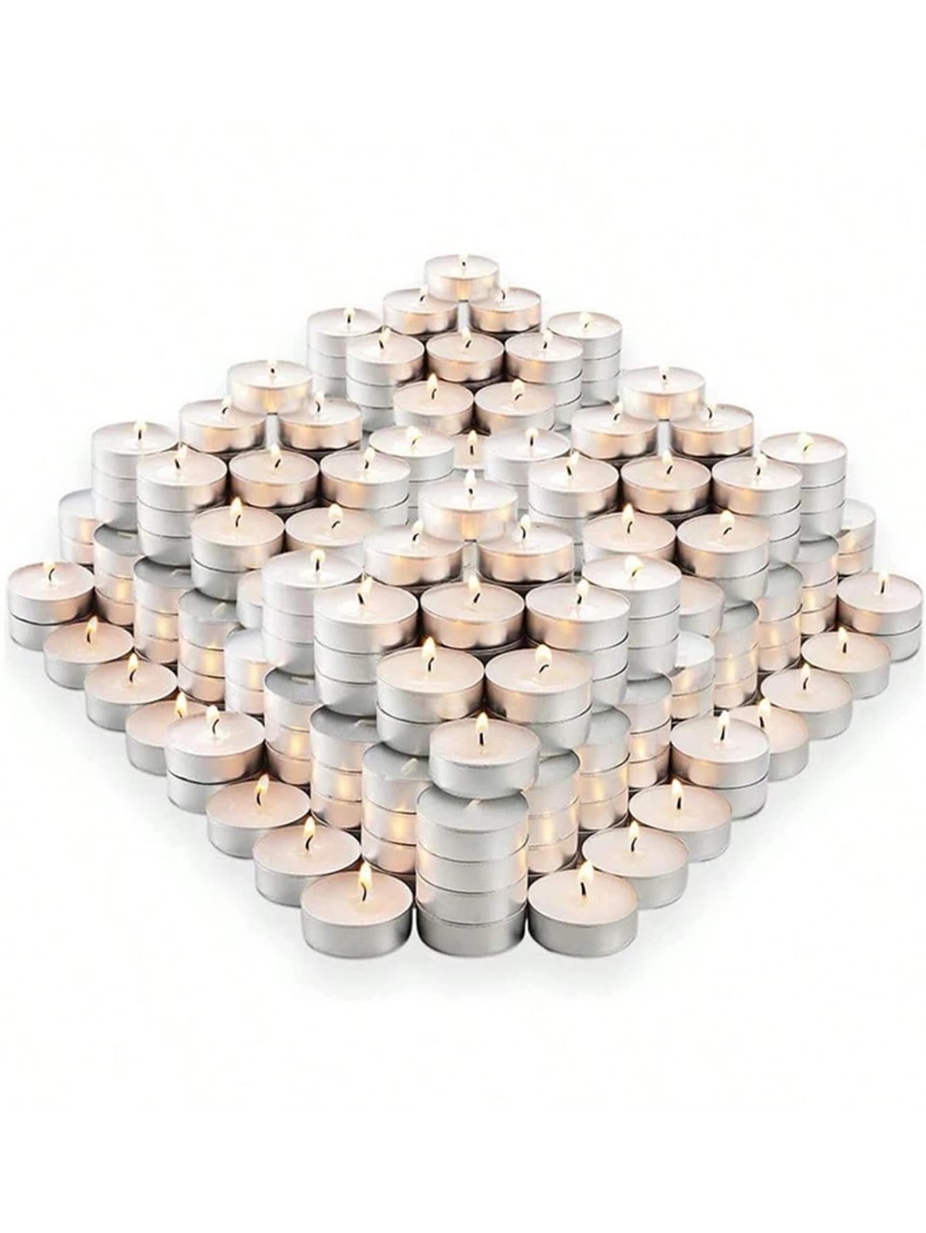 圆形蜡烛，适合生日派对，营造浪漫无烟氛围。茶蜡和迷你蜡烛是婚礼、节日和派对装饰的完美之选。茶蜡烛台是打造装饰、派对和庆典的理想之选。这些优雅的蜡烛可燃烧1.5-2小时。
