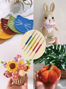 钩针套装，软橡胶手柄铝制编织针套装（颜色随机） - 彩色 - 查看 2