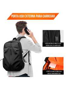 Men's Waterproof College Backpack For Notebook - 黑色 - 查看 7
