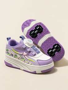 1 Par de Patins com Rodas para Crianças, Patins com Rodas Destacáveis Retráteis 2 em 1 de Moda, Leves, Duráveis e Antiderrapantes, Adequados para Festas e Atividades ao Ar Livre - Roxo - Visão 1