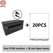 Marklife D100 Black 4x6 Portable Thermal Label Printer, A Compact And Easy-To-Use Barcode, Postal Logistics And Custom Label Printing Device - Compatible With Apple, Android And Windows Systems, Comes With 20 Sheets Of Paper. Valentine's Day Gift