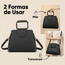 LaytonVivian L015 Classic Edition Women's Bag With Chain Strap And Minimalist Structured Design, Elegant And Sophisticated, In Premium PU Leather, With Zipper Opening, Adjustable Side Handle And Reinforced Hand Strap - Ideal For Work, Outings And Daily Events. - 黑色 - 查看 3