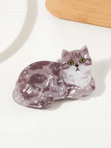 1pc Cute Cat Design Hair Clip, Cartoon Shark Claw Clamp Hairpin Hair Accessories,Fashion Claw Clips,Women Hair Clutch,Girls Hair Claw - Multicolor - View 6