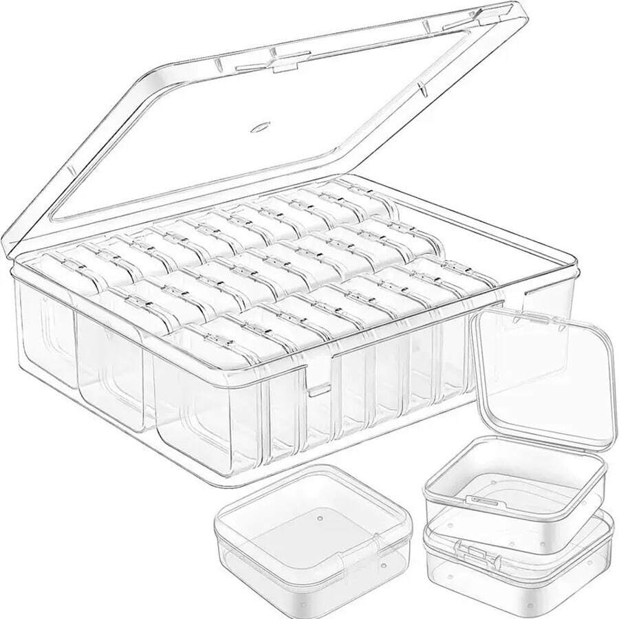 31pcs Plastic Storage Box Set, Transparent Portable Storage Box, Multi-Functional Containers For Handicrafts, Beads, Hair Accessories, Jewelry And Small Hardware Items, With 30 Small Boxes Provided