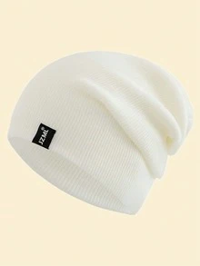 1pc Unisex Letter Embroidered Knit Beanie Hat, Autumn/Winter Accessory - JZML Beanie - View 4