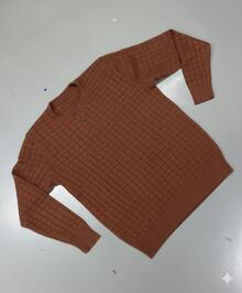 TRICOT DE LUXO Plus Size Sweater, Knit Links, Men's Basic Chic Thicker Pullover, Autumn/Winter Premium Line, Large Size - Terracotta - View 3