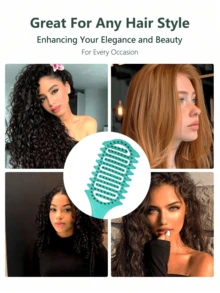 全新升级卷发造型梳，采用刷毛和专为卷发设计的特殊造型，男女皆宜，有效打造卷发造型，减少拉扯和断发。是返校季、旅行和度假的必备单品。女士美发配件，梳子，解结梳，球形梳，迷你梳子套装，木梳，发刷，美发造型工具，梳子，梳子套装，梳子，卷发梳，解结梳，女士发梳，美发师配件，美发沙龙，美发造型设备