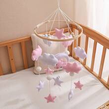 手工制作的绵羊、星星和月亮造型婴儿床铃，婴儿床挂饰，可爱动物造型玩具，益智玩具，提升手眼协调能力，预防近视，婴儿房装饰，多种颜色可选，新生儿摇铃玩具，亲子互动最佳礼物，生日、圣诞节礼物 - 彩色 - 查看 9