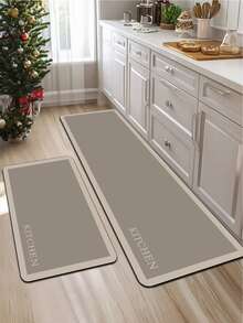 【热销!!!】1 件装软橡胶厨房地垫,3.5 毫米厚,卡其色字母图案,奢华简约现代风格吸水厨房地垫地毯,可自行裁剪以适应厨房尺寸,表面织物材质,中间海绵层,底部橡胶层,适用于厨房地毯、厨房装饰、婚礼装饰、家居装饰、浴室地垫、玄关地垫、洗衣房地垫、走廊地毯、客厅地垫等。 - 彩色 - 查看 12