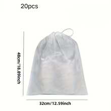 20/100个装无纺布抽绳鞋袋，便携旅行防尘防潮鞋套，节省空间悬挂式鞋子收纳袋，适用于居家、旅行，透明可视鞋子防潮包装收纳袋 - 白色 - 查看 12