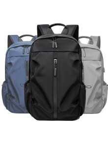 Men's Waterproof College Backpack For Notebook - Xám - Xem 2