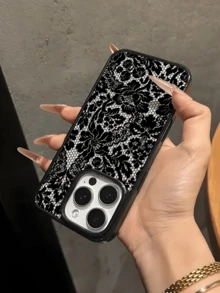 Ốp lưng điện thoại ren đen thời trang 1 chiếc, ốp lưng điện thoại họa tiết hoa ren đen thanh lịch, khung đen, mặt sau trong suốt, tương thích với iPhone 17 Pro Max/17 Pro/17/16 Pro Max/16/16 Pro/16 Plus/15/15 Pro Max/15 Pro/15 Plus/11/12/13/14 Pro Max/11 Pro Max/12 Pro/12 Pro Max/13 Pro/13 Pro Max/14 Pro/14 Pro Max/14 Plus, thích hợp làm quà tặng cho gia đình, người yêu, bạn bè nhân dịp sinh nhật, kỷ niệm, đám cưới, tiệc tùng, quà mùa xuân. - màu đen - Xem 5