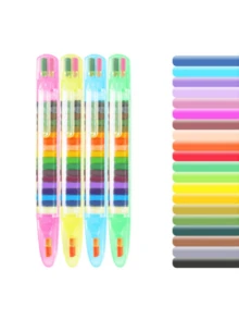 1 bộ cọ vẽ tranh sơn dầu 20 màu có thể thay thế, bộ dụng cụ vẽ tranh cho trẻ em (màu ngẫu nhiên), mùa tựu trường. - Nhiều màu - Xem 4