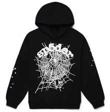 SP5DER Hoodie Cobweb Pattern Print Unisex Sweatshirt Men Women Graphic Outwear, Tracksuit Pullover Sweatshirt For Women Men Matching Hoodies For Couples - 黑色 - 查看 1