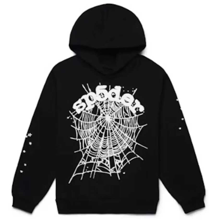 SP5DER Hoodie Cobweb Pattern Print Unisex Sweatshirt Men Women Graphic Outwear, Tracksuit Pullover Sweatshirt For Women Men Matching Hoodies For Couples - 黑色 - 查看 1