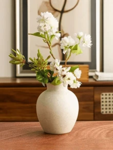 Vaso de cerâmica vintage (1 unidade), estilo rústico retrô, redondo e decorativo, ideal para encontros em casa, decoração de sala de estar, igreja, escritório, hall de entrada e para arranjos de flores. Vaso de vidro. - Branco - Ver 6