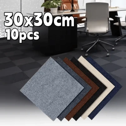 10 piezas de 12"X12" Alfombras de piso autoadhesivas, pegatinas removibles, baldosas de alfombra cuadradas de material de poliéster, adecuadas para sala de estar, dormitorio, interior - para bricolaje, decoración del hogar, decoración de habitaciones, alfombra de juego para gatos, uso en múltiples escenarios, pasillo interior, decoración de dormitorio, tamaño pequeño