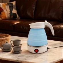 Hervidor eléctrico plegable, hervidor plegable de silicona, activación de calentamiento con un solo toque, diseño portátil y compacto, ebullición rápida, ahorro de espacio, adecuado para uso doméstico, en la oficina, en viajes y en acampadas. - Azul - Ver 4