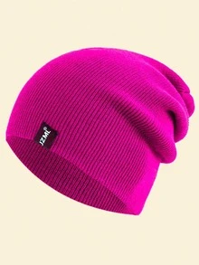 1pc Unisex Letter Embroidered Knit Beanie Hat, Autumn/Winter Accessory - JZML Beanie - View 16