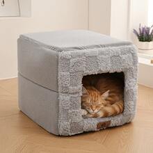 1 chiếc giường ngủ kín cho thú cưng, giữ ấm và chống lạnh, dành cho chó và mèo nhỏ, đáy có thể tháo rời, lót mút xốp, mang lại cảm giác an toàn cho thú cưng. - Nhiều màu - Xem 5