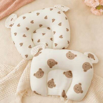 1 pieza Almohada en forma de U para bebé certificada Oeko-Tex, suave y transpirable, anti-inclinación, soporte para el cuello, absorción de sudor, lavable, 20*23cm, adecuada para todas las estaciones