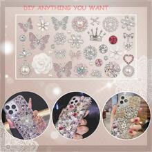 AVELICE Junk Case Large Charm Kit With Sparkly Decor, Romantic Classic Diamond Phone Case Charms, Big Pearl Diamond Butterflies, Diamondd Flowers For DIY Girls & Social Media Crafting - Mixing Colors - 查看 4