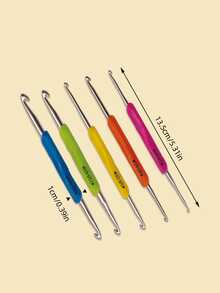 钩针套装，软橡胶手柄铝制编织针套装（颜色随机） - 彩色 - 查看 7