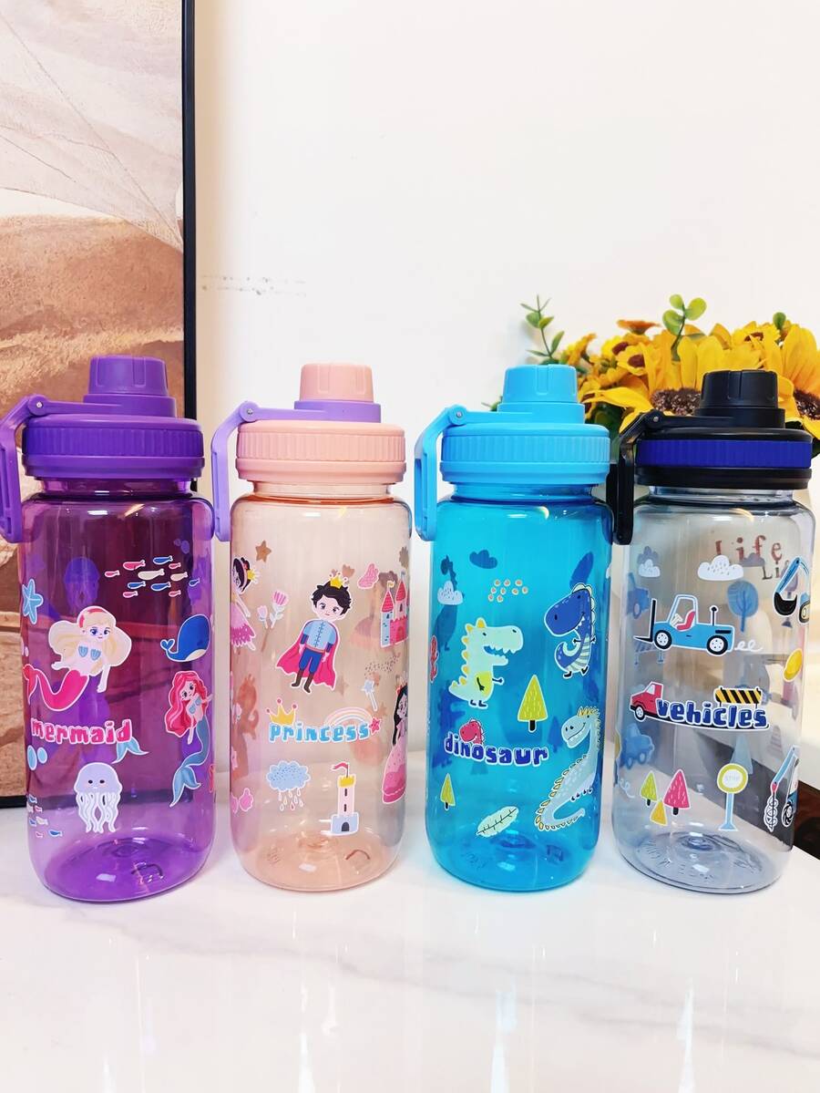 四色可选 700ml 儿童水瓶,学生水杯,可爱礼物,男女皆宜,适合户外、校园、运动、毕业典礼等场合,卡通动物主题便携水杯 - 彩色 - 查看 1