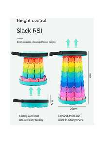 1 pieza de color aleatorio Taburete retráctil Taburete plegable Taburete portátil de plástico ligero Taburete retráctil de camping Silla plegable extensible portátil para actividades de interior y exterior - Multicolor - Ver 2