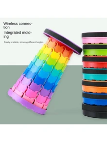 1 pieza de color aleatorio Taburete retráctil Taburete plegable Taburete portátil de plástico ligero Taburete retráctil de camping Silla plegable extensible portátil para actividades de interior y exterior - Multicolor - Ver 4