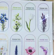 60/180张花卉感谢贴纸、花卉封口贴纸、婚礼回礼、产品包装、装饰封口贴纸、个性化包装标签、剪贴簿用品、剪贴簿文具