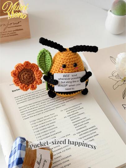 迷你积极钩针企鹅，有趣励志的生日礼物，适合女性、男性、朋友、同事，鲨鱼鸭配积极卡片，生日圣诞节情感可爱装饰，圣诞袜填充礼物