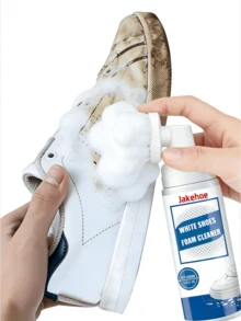 jakehoe 将泡沫挤到鞋子上，静置几分钟，然后用湿布擦拭干净。对于各种污渍，只需轻轻擦拭即可轻松去除，让白鞋焕然一新。独特的泡沫技术能够渗透到纤维缝隙中，快速分解污垢。多功能去污、增白，方便快捷地护理和清洁白鞋。鞋履、春夏精选、伴娘礼物、房间、卧室装饰、海滩、旅行、男士、女士、度假 - 彩色 - 查看 3