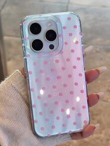 Stylish Cute Polka Dot Laser Soft Phone Case Compatible With IPhone 17 Pro Max 17 16 15 14 13 Pro Max Simple Creative Shockproof Back Cover - Pink - View 3