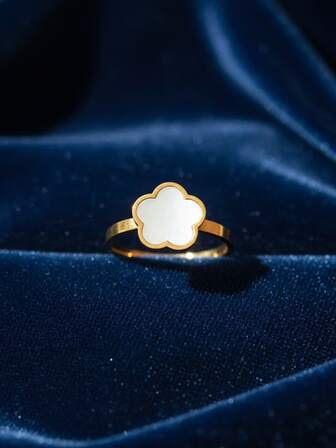 1pc Fashionable Stainless Steel Flower Ring, Suitable For Women's Daily Wear, Can Be Given As A Gift To Girlfriend, Valentine's Day, Mother, Mother's Day, Etc.