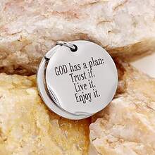 [God's Plan Baptism Keychain] Christian Gift Keychain, Engraved With "God Has A Plan", Stainless Steel Keychain, Religious Gift Keyring, Suitable For Baptism, Christmas, Easter, Birthday, First Communion - Multicolor-4 - View 3