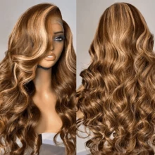 MECRY 3H27 Honey Blonde Ombre Wavy Synthetic Lace Front Wig For Women, Heat Resistant Cosplay Wig - S4/27 - View 3