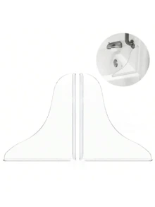 2pcs Clear Acrylic Water Guard] 2pcs Clear Acrylic Shower Water Guard, Easy Installation, Splashed Water Guard For Bathroom Toilet Bathtub - Transparent - View 1
