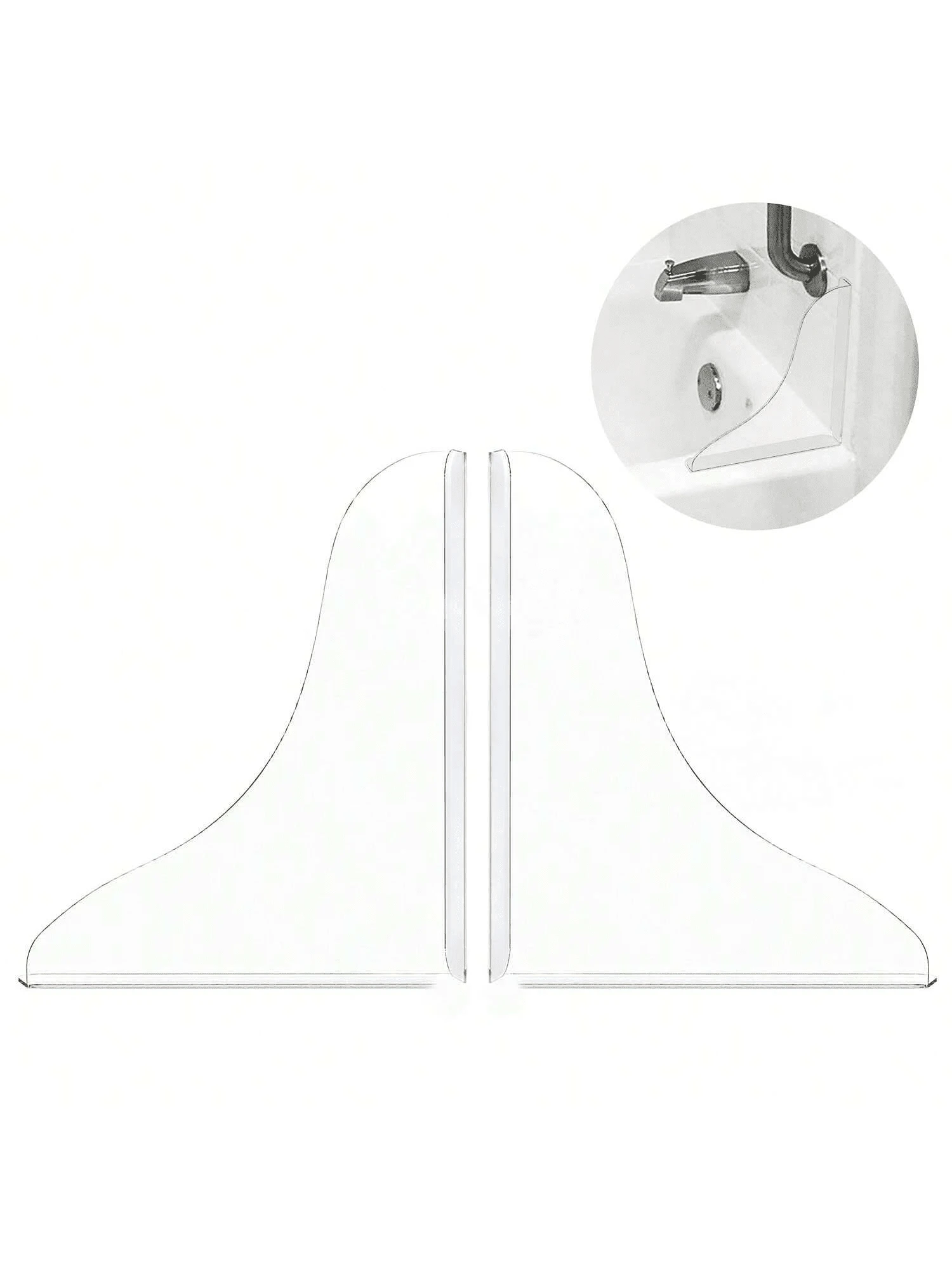 2pcs Clear Acrylic Water Guard] 2pcs Clear Acrylic Shower Water Guard, Easy Installation, Splashed Water Guard For Bathroom Toilet Bathtub - Transparent - View 1