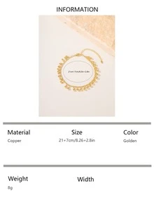 1 件时尚简约复古可调节沙滩脚链，适合女士，适合休闲和通勤穿着 - 金黃色 - 查看 5