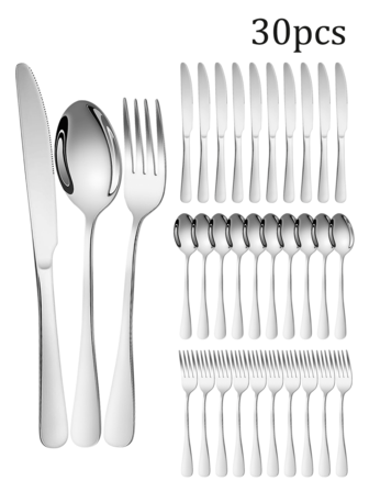 3/6/12/24/30 piezas Juego de Cubiertos de Acero Inoxidable, Adecuado para el Hogar, Cocina, Restaurante, Hotel, Fiesta, Boda