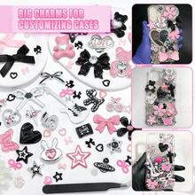 BELICEY Junk Case Kit Cute Black Pink DIY Phone Case Set Bow Butterfly Flower Rhinestone Junk Phone Cases 3D Flatback Cherry Star For Customizing DIY Craft Accessories - 如圖 - 查看 6