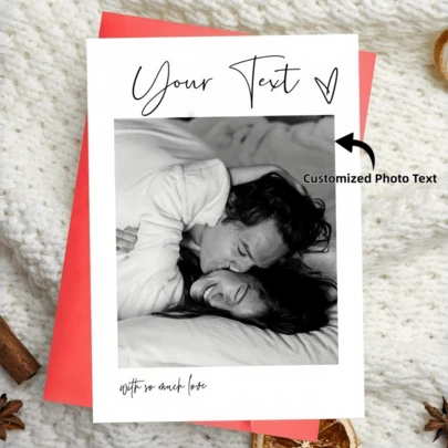 Customized Photo Cards With Envelopes, Personalized Picture Card, Best Loving Sending Gift For Her Him, Custom Name & Picture For Family Parties & Business Branding, Anniversary Gift