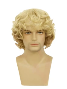 这款蓬松的金色卷发假发，蓬松凌乱的纹理轮廓，使其成为70年代复古摇滚明星角色扮演的焦点，非常适合音乐主题展会和复古演唱会致敬活动。 - 金色 - 查看 9
